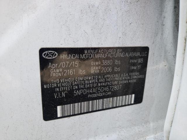 Photo 10 from auction – 2016 HYUNDAI ELANTRA SE with VIN 5NPDH4AE5GH672807