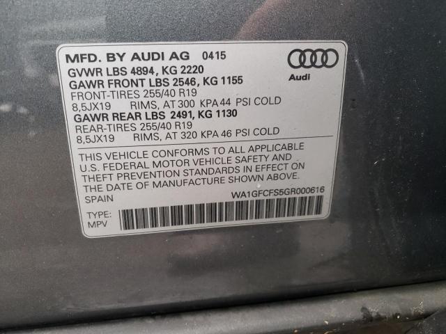 Photo 10 from auction – 2016 AUDI Q3 PRESTIG with VIN WA1GFCFS5GR000616