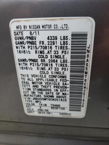 Photo 10 from auction – 2012 NISSAN ROGUE with VIN JN8AS5MT8CW251628
