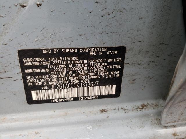 Photo 10 from auction – 2019 SUBARU CROSSTREK with VIN JF2GTACC0KH373627
