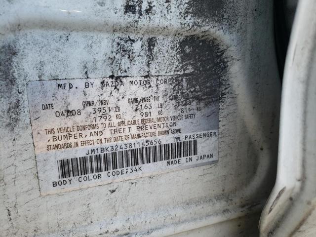 Photo 10 from auction – 2008 MAZDA 3 S with VIN JM1BK324381145656