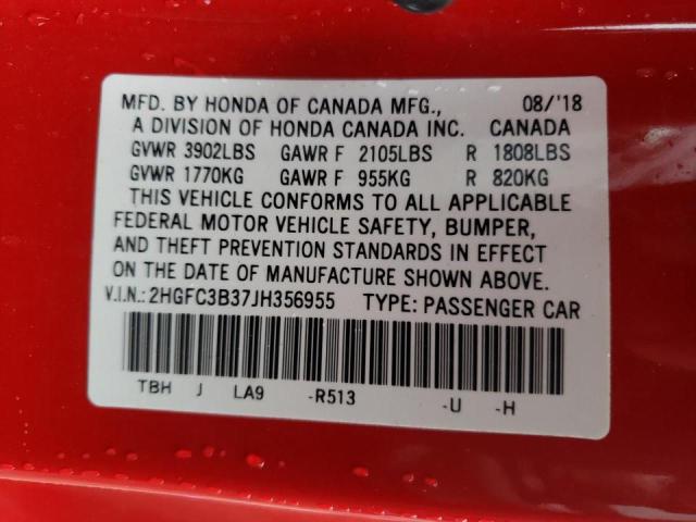 Photo 10 from auction – 2018 HONDA CIVIC EX with VIN 2HGFC3B37JH356955