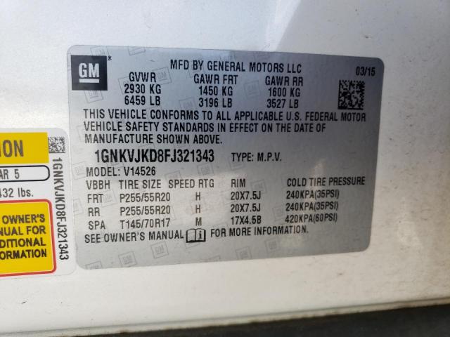 Photo 10 from auction – 2015 CHEVROLET TRAVERSE L with VIN 1GNKVJKD8FJ321343
