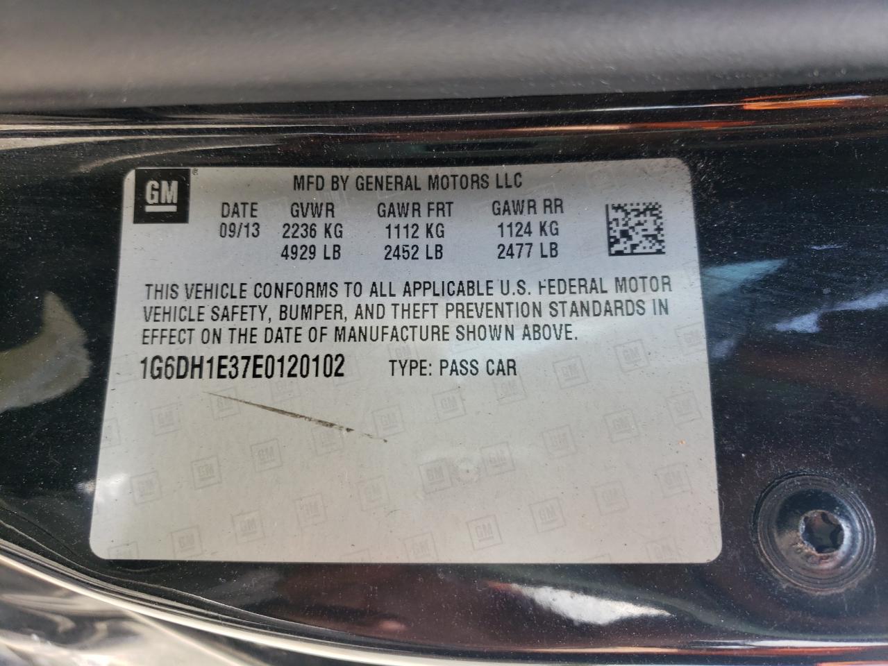 Photo 10 from auction – 2014 CADILLAC CTS PREMIU with VIN 1G6DH1E37E0120102