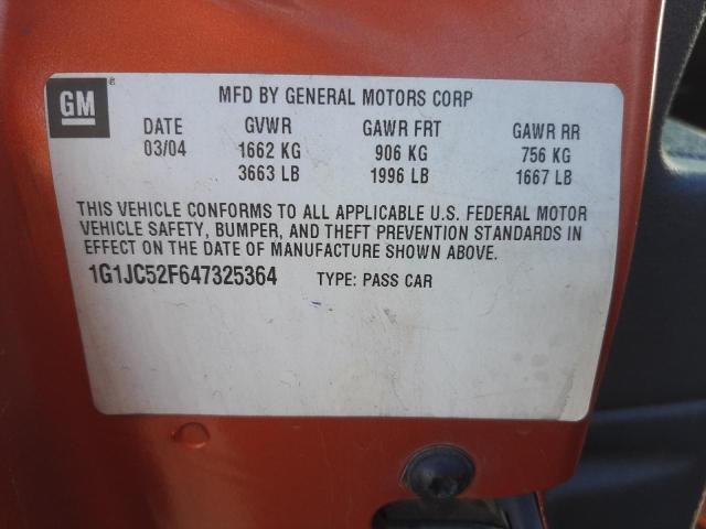 CHEVROLET CAVALIER 2004 with VIN 1G1JC52F647325364 - Photo from auction