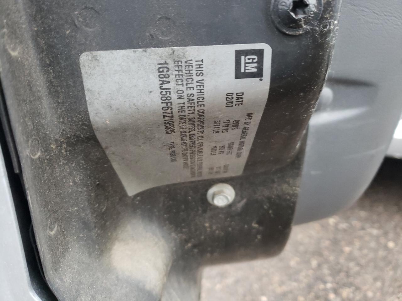 Photo 10 from auction – 2007 SATURN ION LEVEL with VIN 1G8AJ58F67Z195836