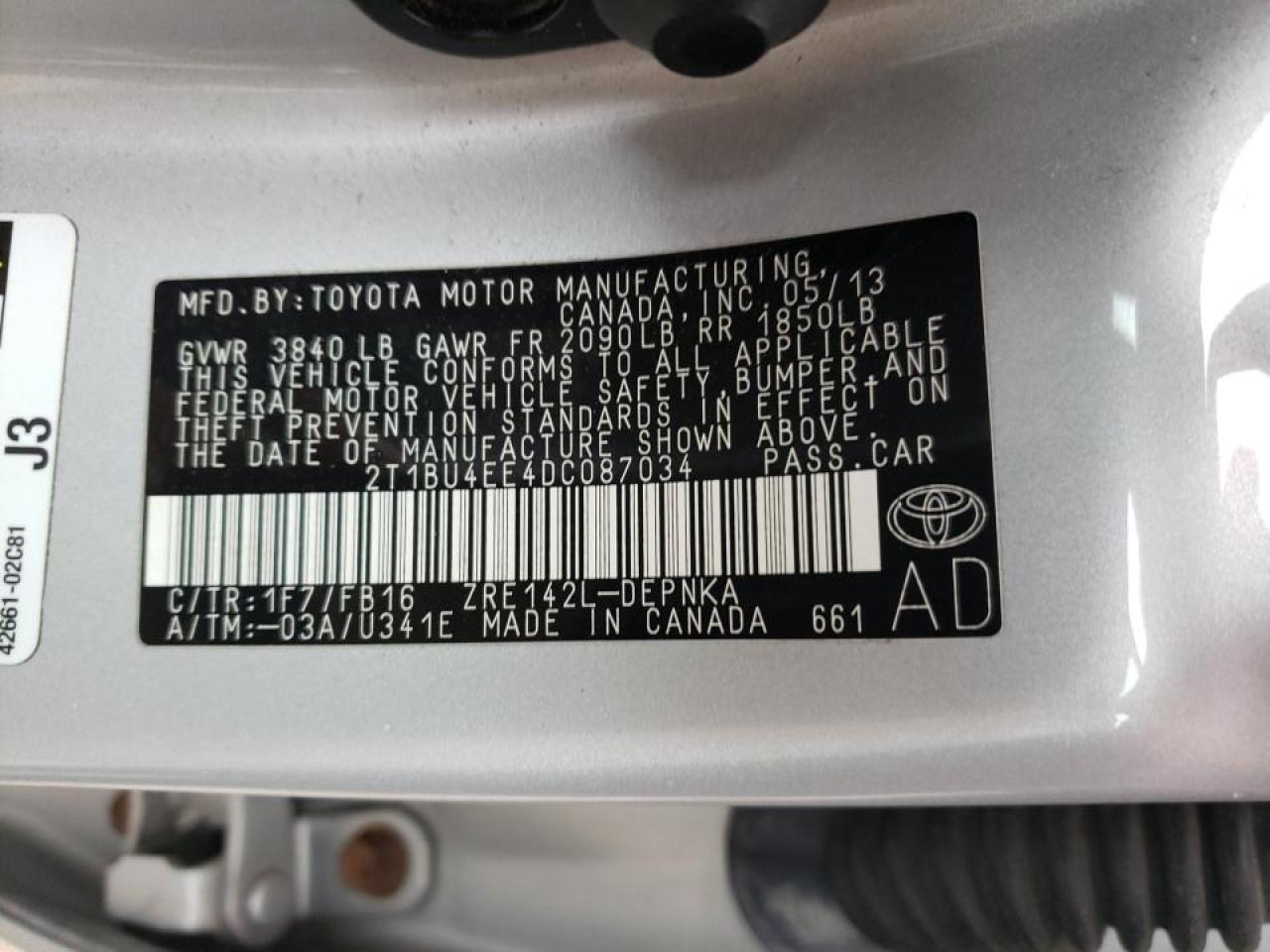 Photo 10 from auction – 2013 TOYOTA COROLLA BA with VIN 2T1BU4EE4DC087034