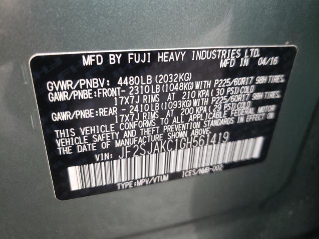 Photo 10 from auction – 2016 SUBARU FORESTER 2 with VIN JF2SJAKC1GH561419