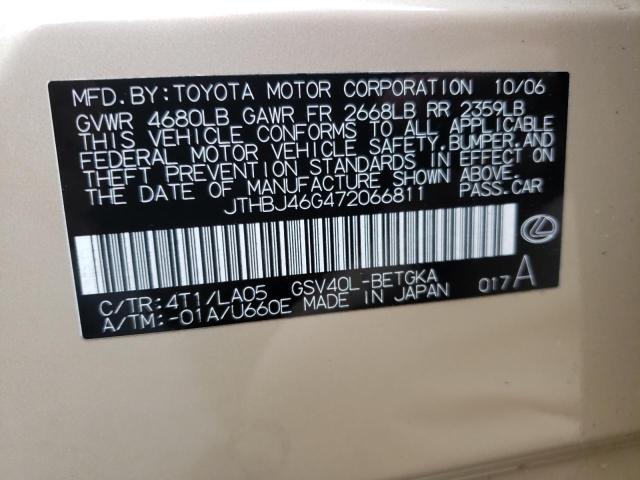 Foto 10 de la subasta – 2007 LEXUS ES 350 con VIN JTHBJ46G472066811