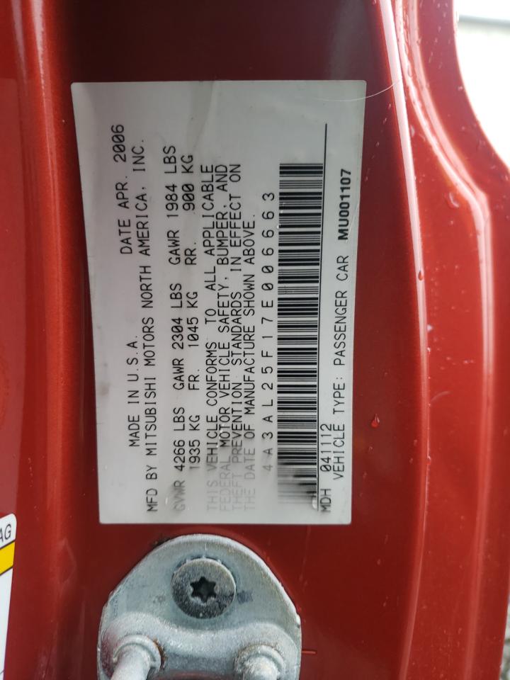Photo 10 from auction – 2007 MITSUBISHI ECLIPSE SP with VIN 4A3AL25F17E006663