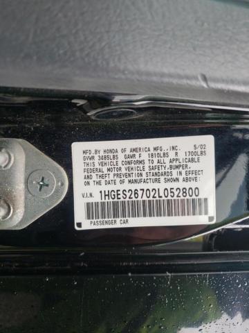 Photo 10 from auction – 2002 HONDA CIVIC EX with VIN 1HGES26702L052800