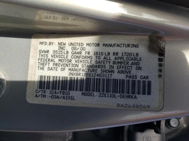 Photo 10 from auction – 2001 TOYOTA COROLLA CE with VIN 1NXBR12E61Z463117