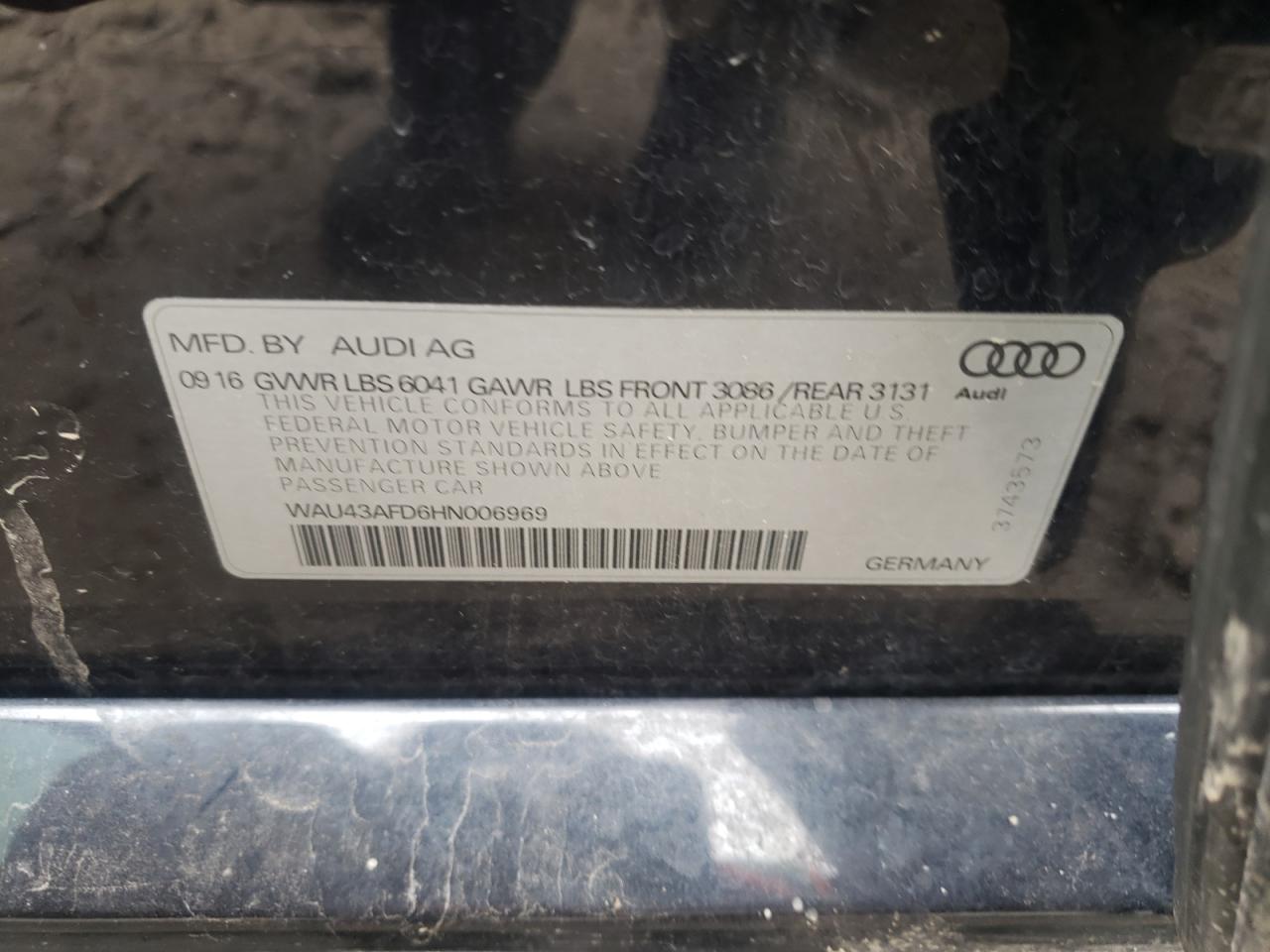Photo 10 from auction – 2017 AUDI A8 L QUATT with VIN WAU43AFD6HN006969