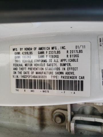 Photo 10 from auction – 2011 HONDA ACCORD LX with VIN 1HGCP2F34BA085929