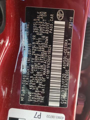 Photo 10 from auction – 2016 TOYOTA CAMRY LE with VIN 4T1BF1FK2GU519524