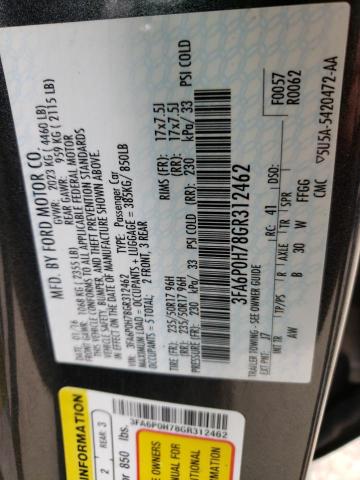 Photo 10 from auction – 2016 FORD FUSION SE with VIN 3FA6P0H78GR312462