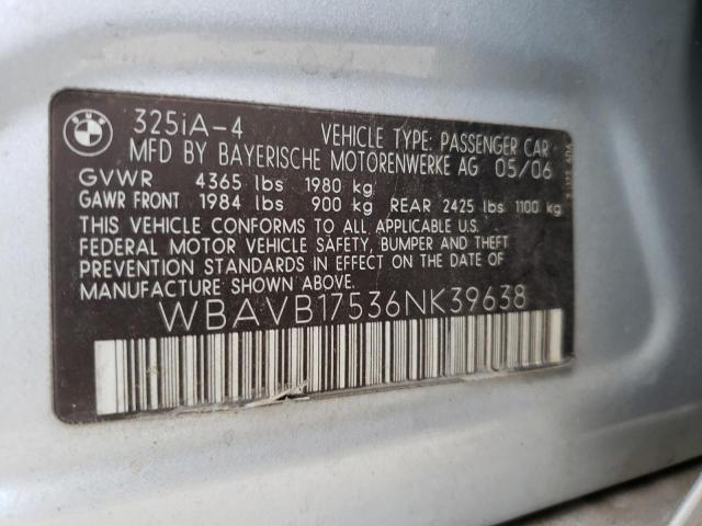 Photo 10 from auction – 2006 BMW 325 I AUTO with VIN WBAVB17536NK39638