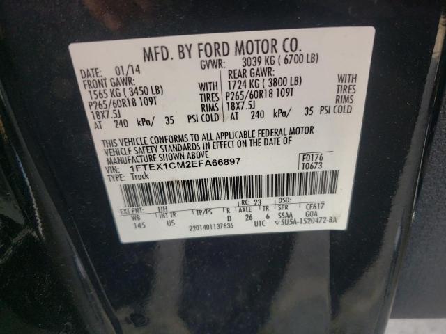 صورة رقم 10 من المزاد - 2014 FORD F150 SUPER مع VIN 1FTEX1CM2EFA66897