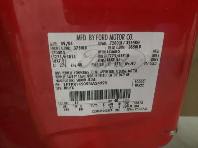 Photo 10 from auction – 2005 FORD F150 with VIN 1FTRX12555FA62144