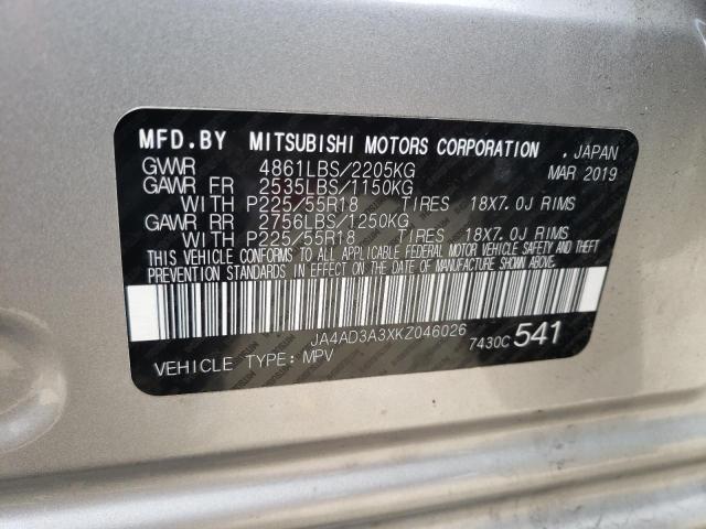 Photo 10 from auction – 2019 MITSUBISHI OUTLANDER with VIN JA4AD3A3XKZ046026