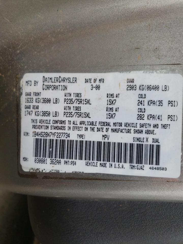 Photo 10 from auction – 2000 DODGE DURANGO with VIN 1B4HS28N7YF227734
