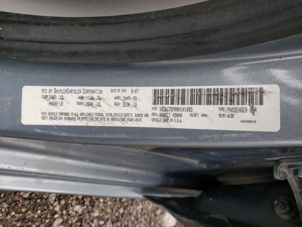 Photo 10 from auction – 2008 DODGE AVENGER R/ with VIN 1B3LC76M08N101093