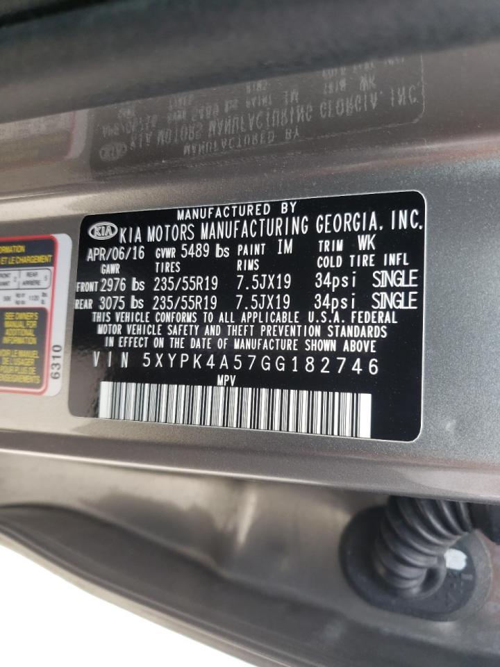 Photo 10 from auction – 2016 KIA SORENTO SX with VIN 5XYPK4A57GG182746