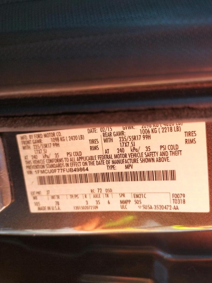Photo 10 from auction – 2015 FORD ESCAPE S with VIN 1FMCU0F77FUB49864
