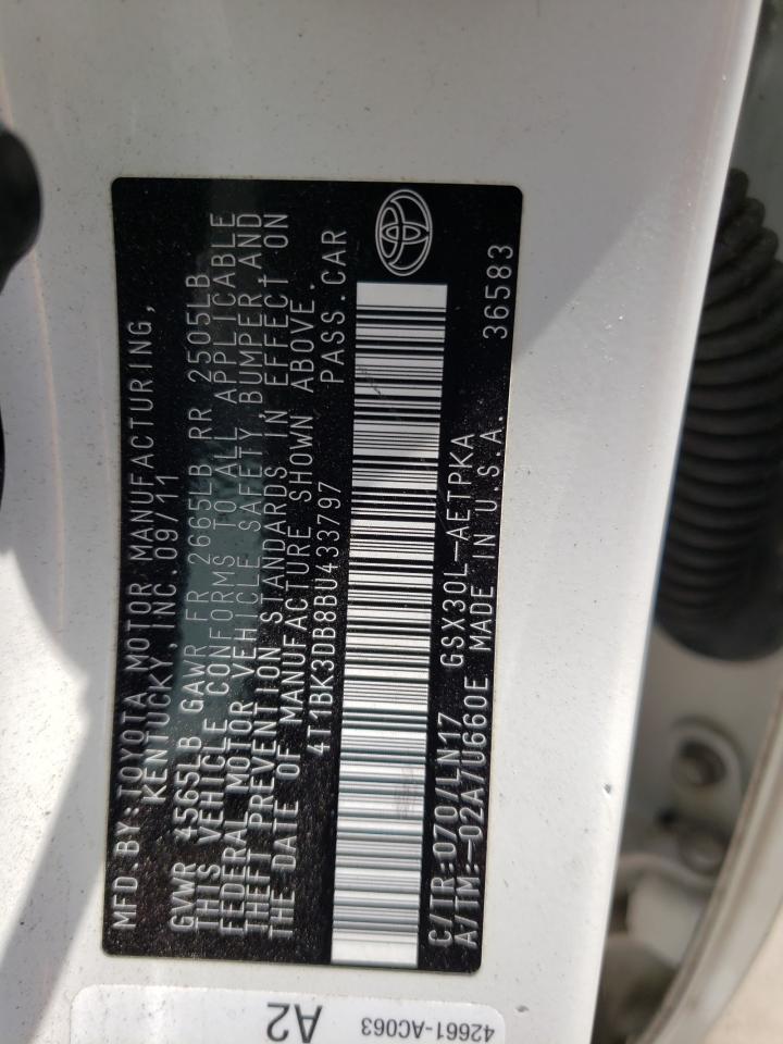 Photo 10 from auction – 2011 TOYOTA AVALON BAS with VIN 4T1BK3DB8BU433797