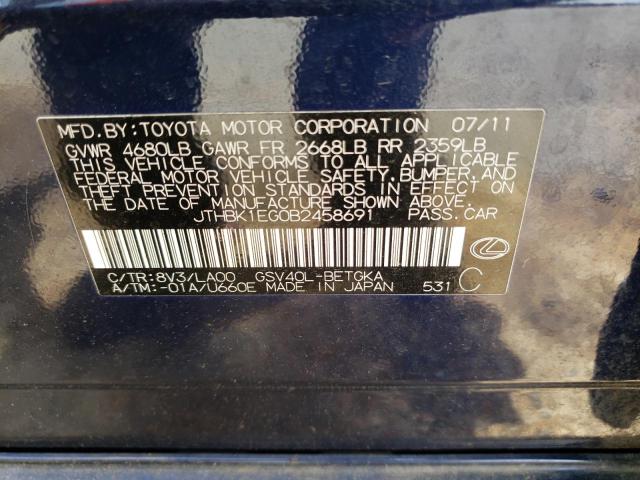 Photo 10 from auction – 2011 LEXUS ES 350 with VIN JTHBK1EG0B2458691