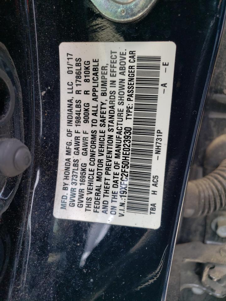 Photo 10 from auction – 2017 HONDA CIVIC LX with VIN 19XFC2F50HE023930