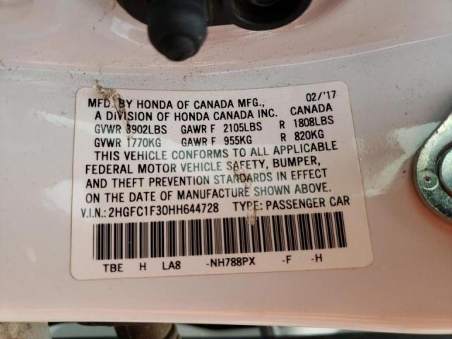 Photo 10 from auction – 2017 HONDA CIVIC EX with VIN 2HGFC1F30HH644728