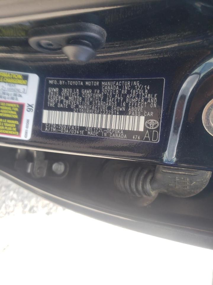 Photo 10 from auction – 2015 TOYOTA COROLLA L with VIN 2T1BURHE6FC332914