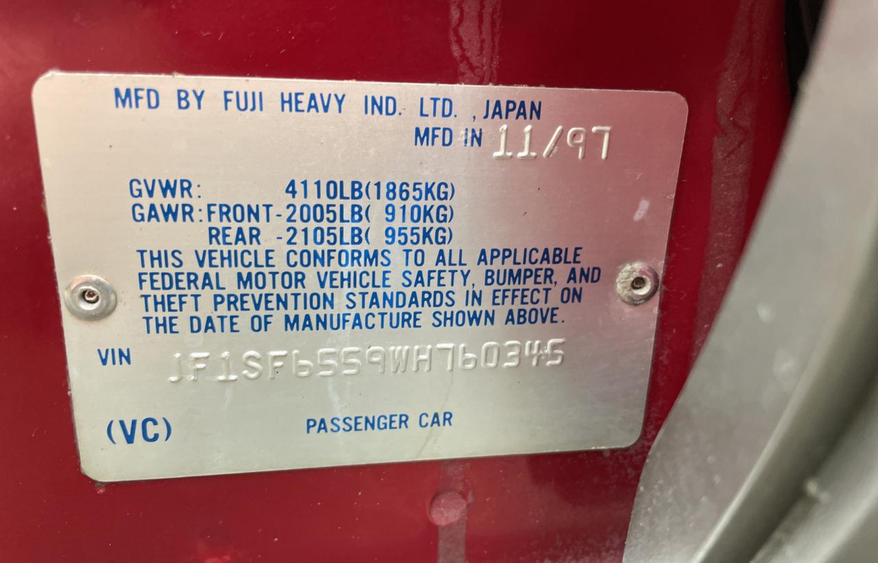 Photo 10 from auction – 1998 SUBARU FORESTER S with VIN JF1SF6559WH760345