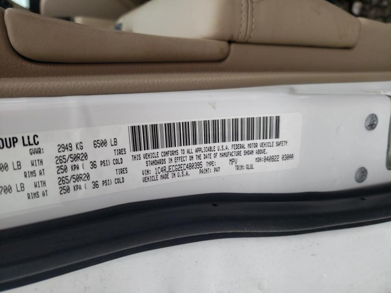 Photo 10 from auction – 2014 JEEP GRAND CHER with VIN 1C4RJECG2EC480395