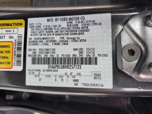 Photo 10 from auction – 2017 FORD FUSION SE with VIN 3FA6P0LU8HR257123