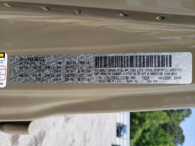 Photo 10 from auction – 2020 JEEP GLADIATOR with VIN 1C6HJTAG3LL161708