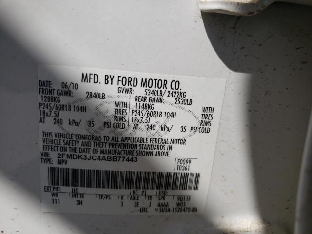 Photo 10 from auction – 2010 FORD EDGE SEL with VIN 2FMDK3JC4ABB77443