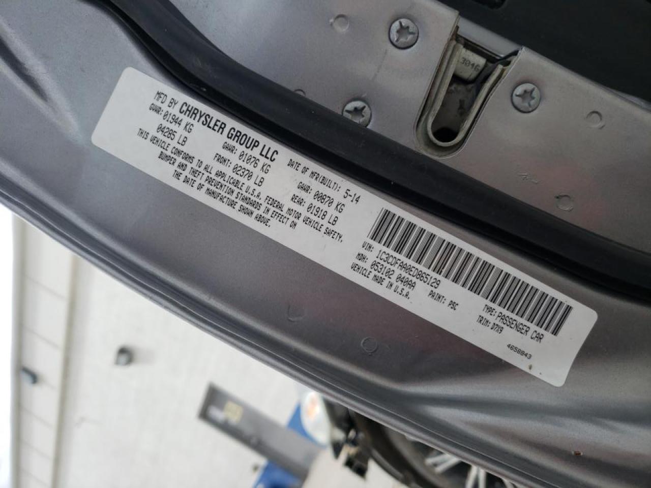 Photo 10 from auction – 2014 DODGE DART SE with VIN 1C3CDFAA0ED865129