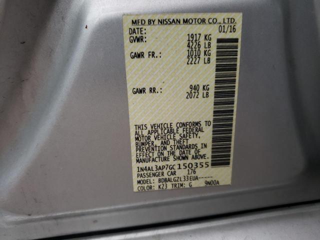 Photo 10 from auction – 2016 NISSAN ALTIMA 2.5 with VIN 1N4AL3AP7GC150355