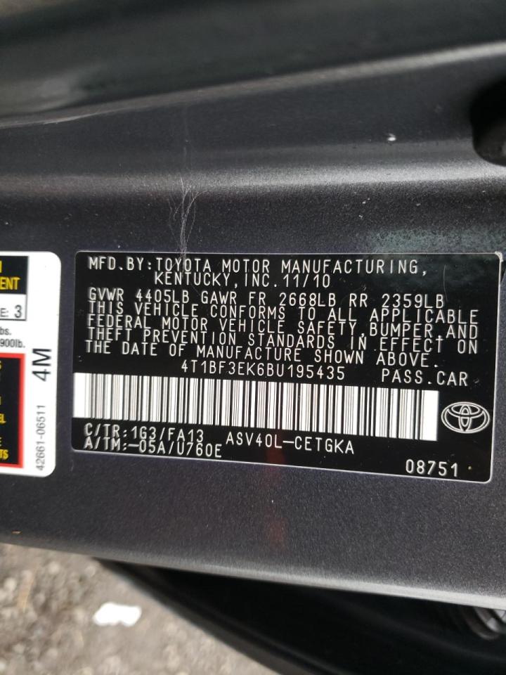 Photo 10 from auction – 2011 TOYOTA CAMRY BASE with VIN 4T1BF3EK6BU195435