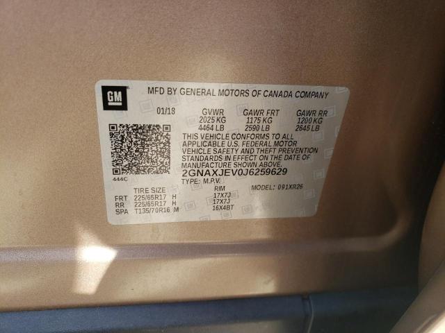Photo 10 from auction – 2018 CHEVROLET EQUINOX LT with VIN 2GNAXJEV0J6259629