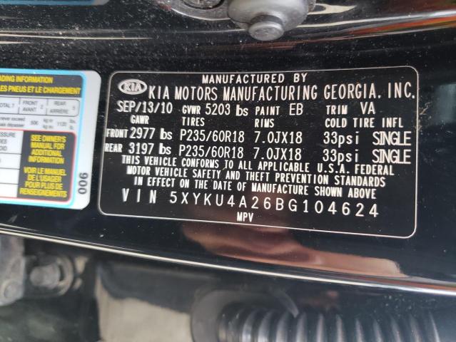 Photo 10 from auction – 2011 KIA SORENTO EX with VIN 5XYKU4A26BG104624