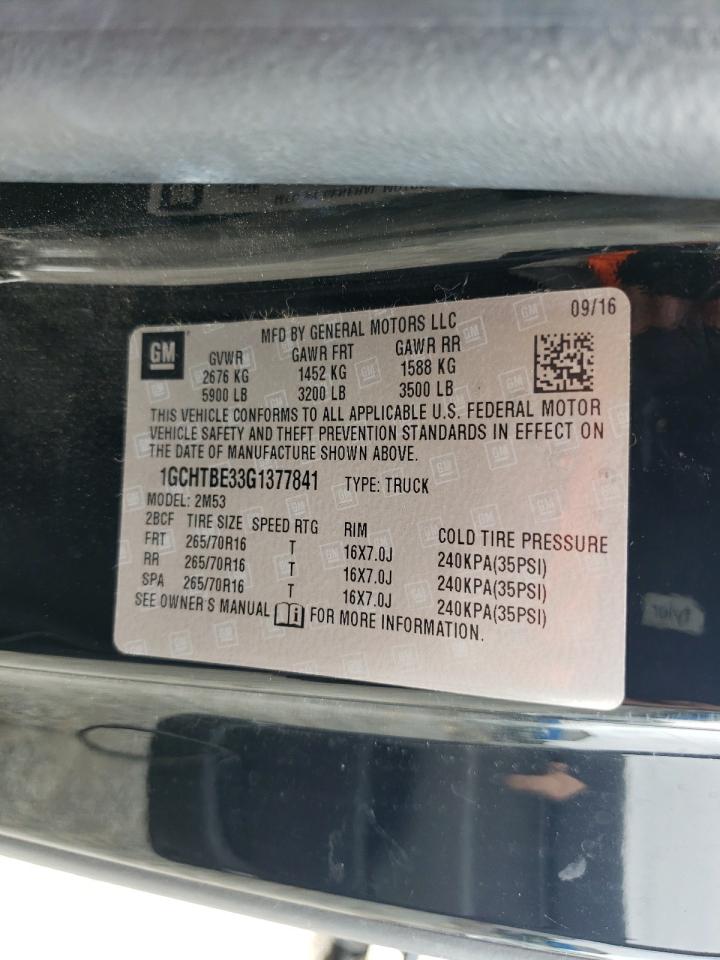Photo 10 from auction – 2016 CHEVROLET COLORADO with VIN 1GCHTBE33G1377841
