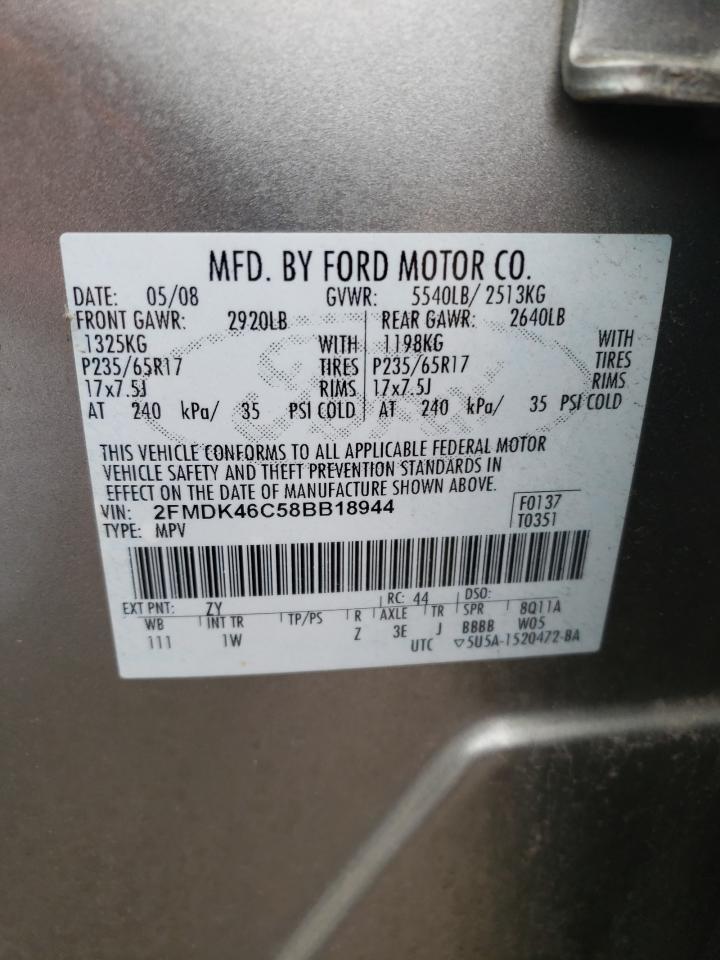 Photo 10 from auction – 2008 FORD EDGE SE with VIN 2FMDK46C58BB18944