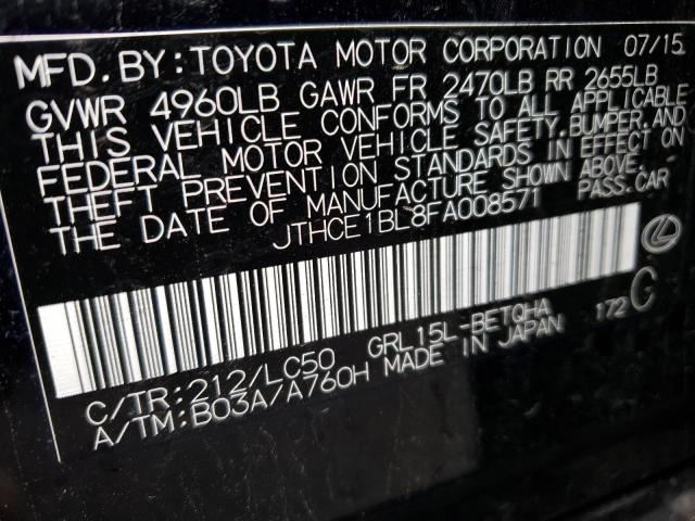 LEXUS GS 350 2015 with VIN JTHCE1BL8FA008571 - Photo from auction