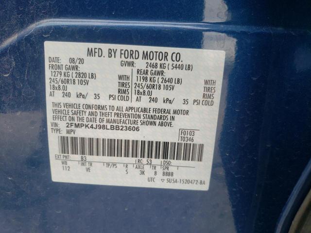 Photo 10 from auction – 2020 FORD EDGE SEL with VIN 2FMPK4J98LBB23606