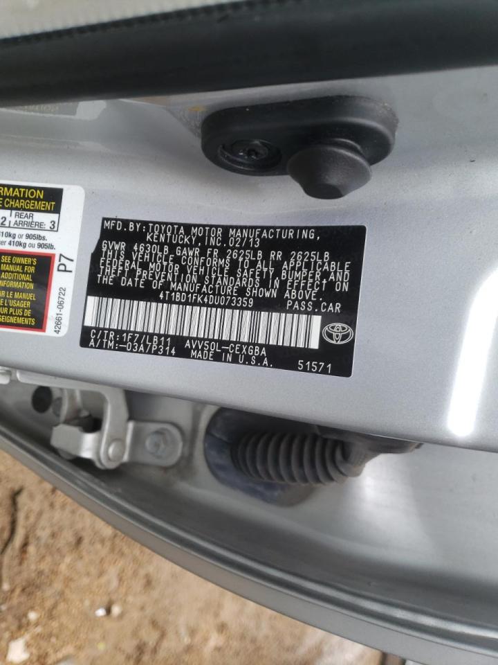 Photo 10 from auction – 2013 TOYOTA CAMRY HYBR with VIN 4T1BD1FK4DU073359