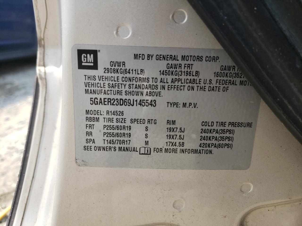 Photo 10 from auction – 2009 BUICK ENCLAVE CX with VIN 5GAER23D69J145543