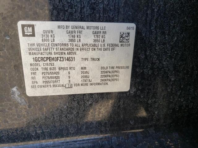 Photo 10 from auction – 2015 CHEVROLET SILVERADO with VIN 1GCRCPEH0FZ314631